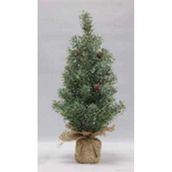 Small Faux Frosted Pine Tree With Cones And Hessian Base