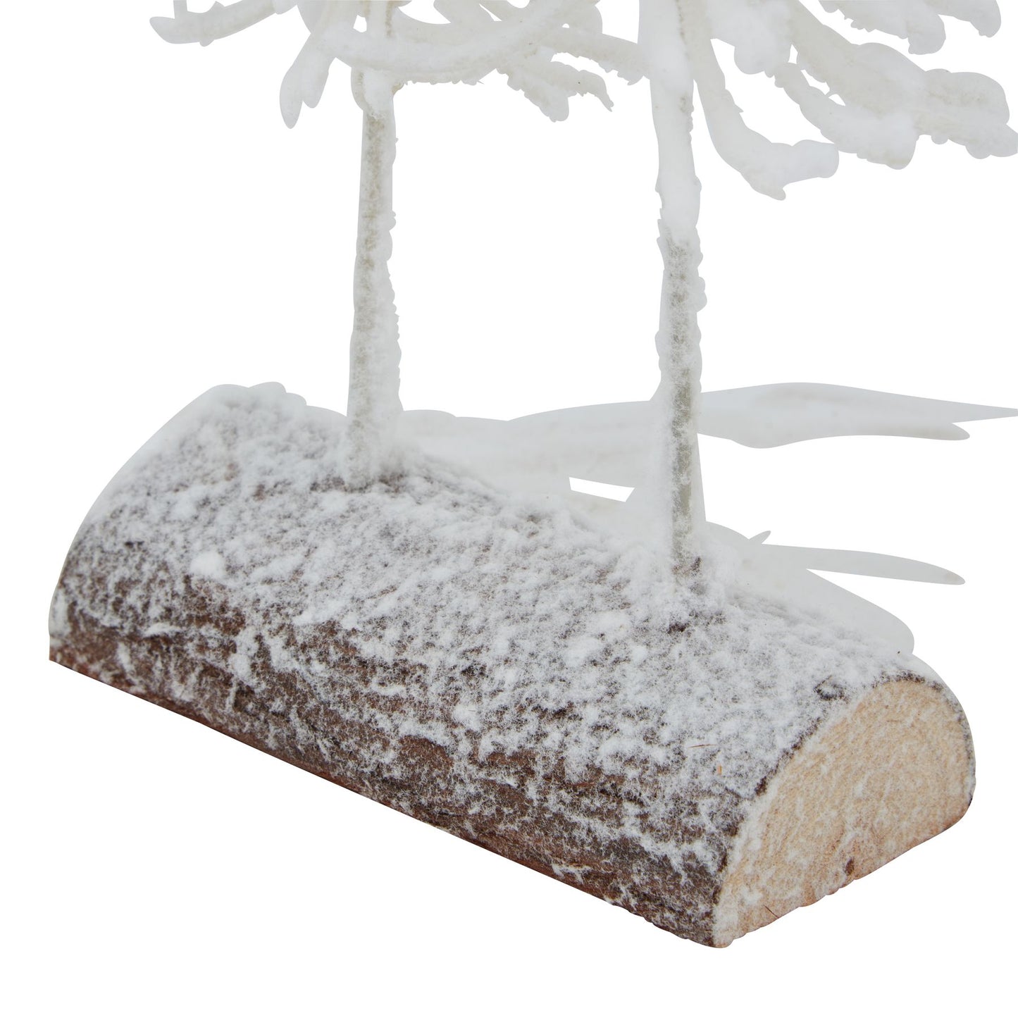 Small White Snowy Tree Due On Wood Log