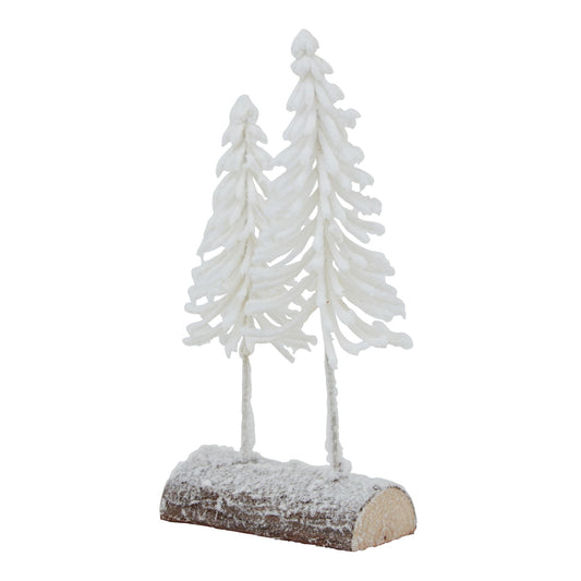 Small White Snowy Tree Due On Wood Log