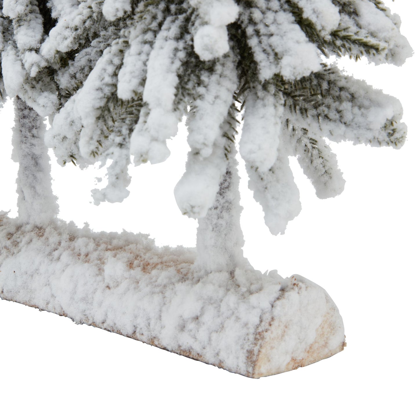 Small Snowy Fir Tree Due On Wood Log