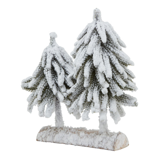 Small Snowy Fir Tree Due On Wood Log