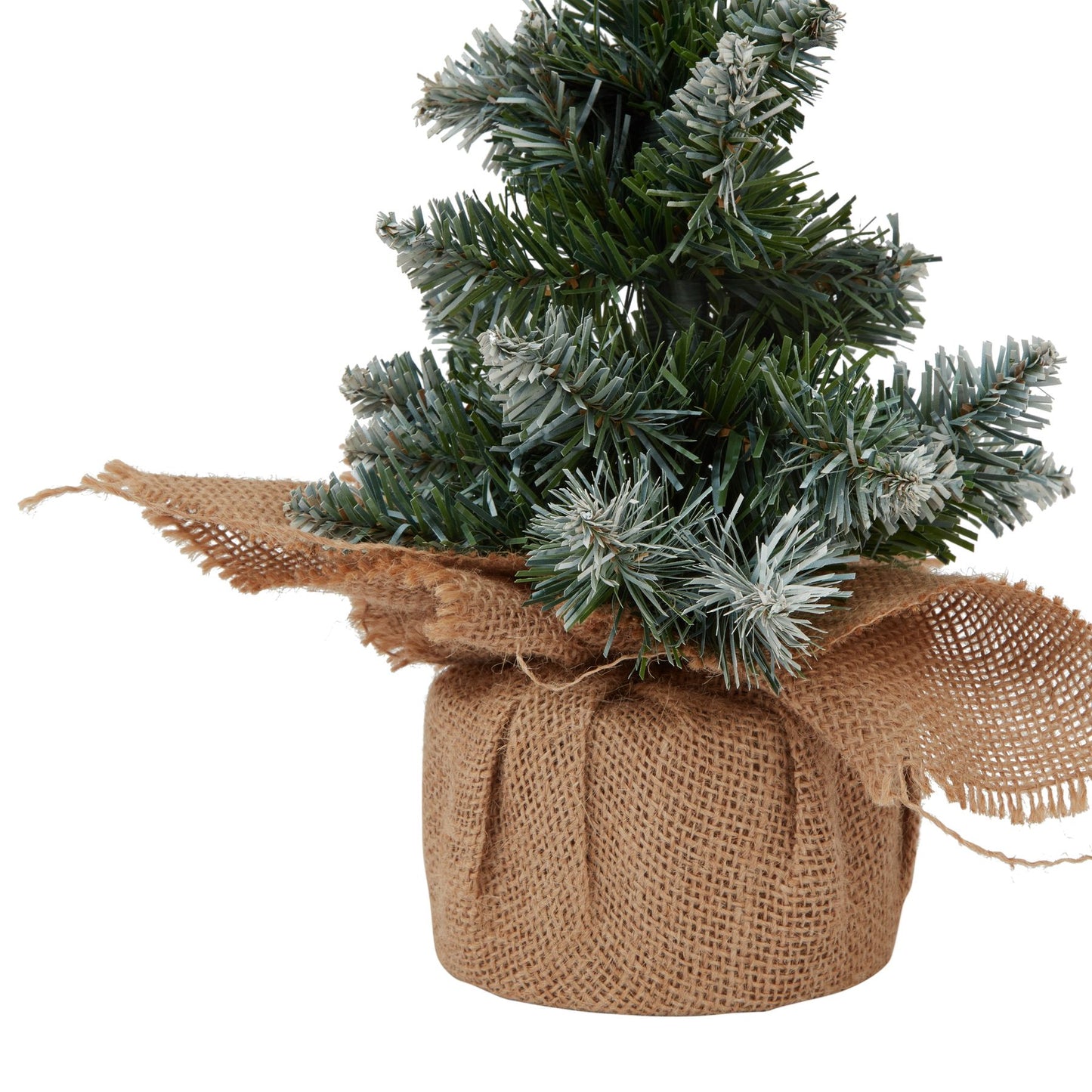 Small Snowy Conifer Tree In Hessian Wrap