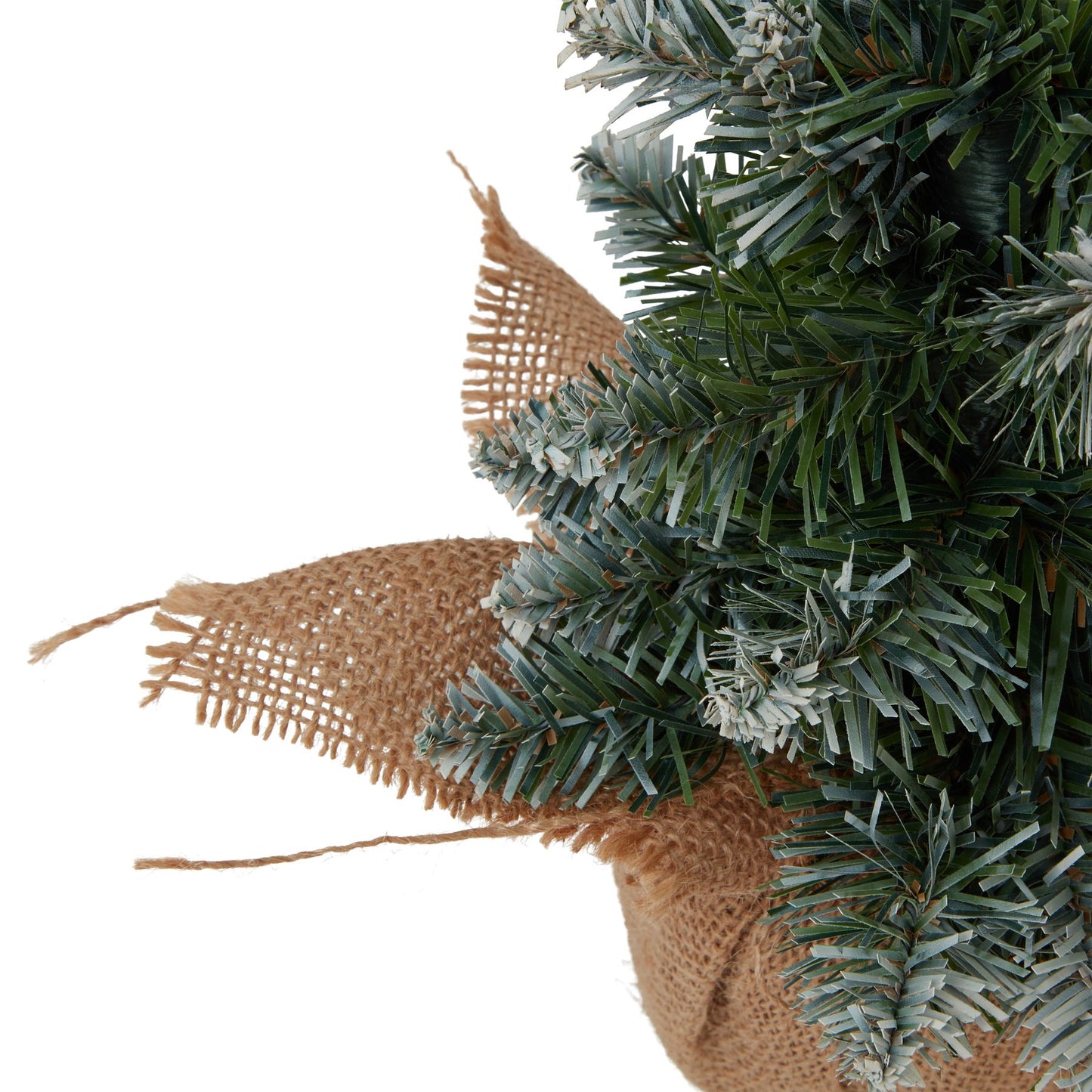 Small Snowy Conifer Tree In Hessian Wrap