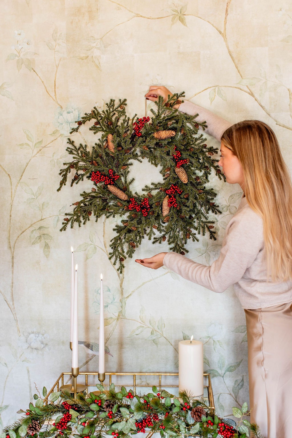 pine and berry natural wreath